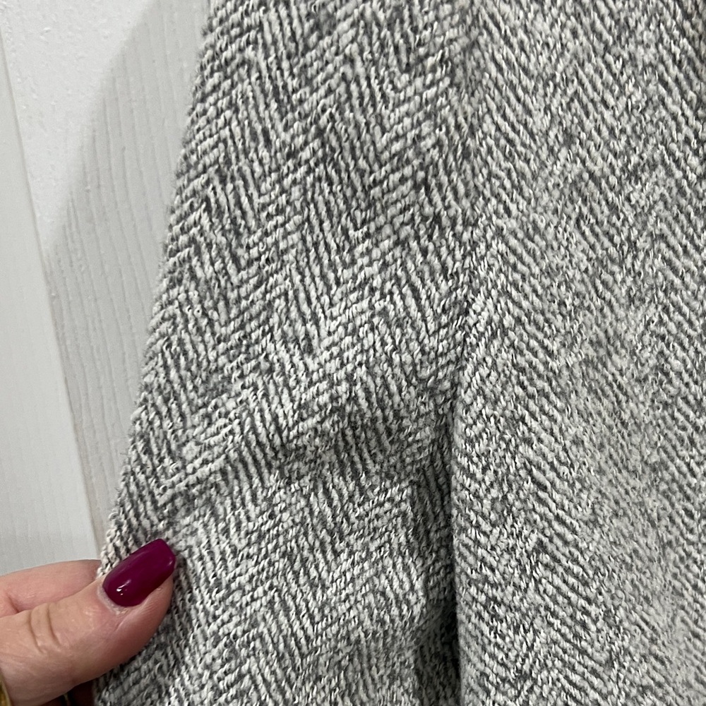 Zara Basic Women's Light Gray Herringbone Pea Coat-Size Small - Picture 3 of 9
